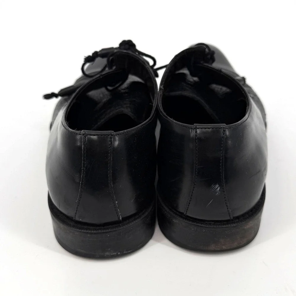 Mezlan‎ Mens Black Leather Cap Toe Textured Oxford Dress Shoes 9.5 M Spain